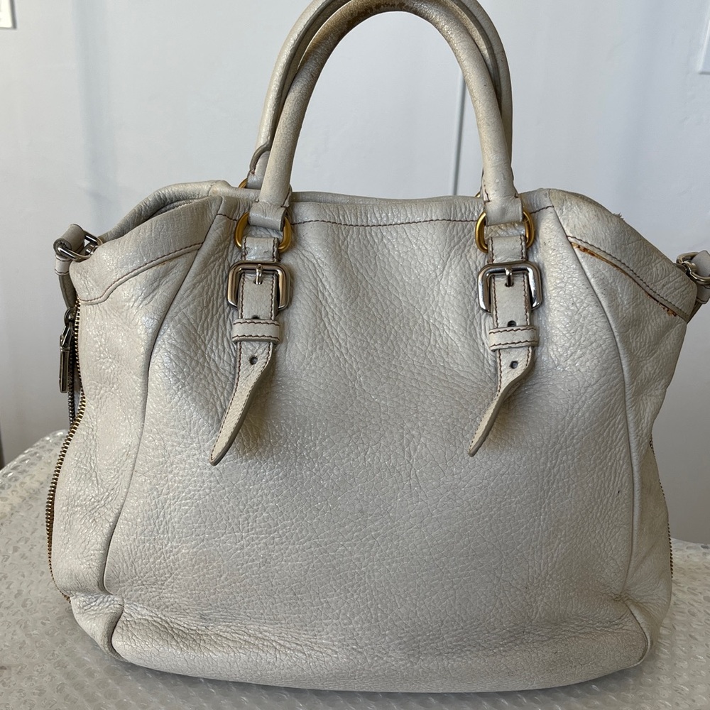 Prada RARE 2-way Tote Bag with Gold AND Silver Hardware & Expandable Section - Picture 2 of 10